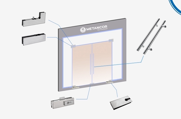 Расширение ассортимента METANCOR — фурнитура для стекла из нержавеющей стали
